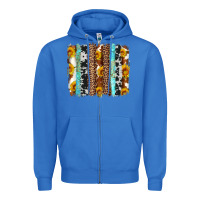 True Royal western cowhide leopard turquoise brushstrokes Zipper Hoodie - Artiststas
