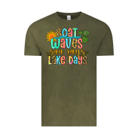 Vintage Olive boat waves sun rays lake days Vintage Tee - Zillion Design Studio