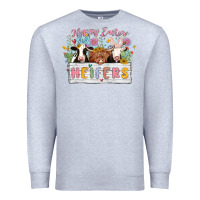 Heather Grey happy easter heifers Premium Sweatshirt - MaliasSmallBusiness
