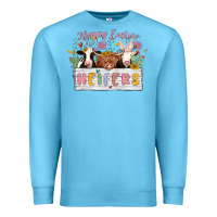 Ocean Blue happy easter heifers Premium Sweatshirt - MaliasSmallBusiness