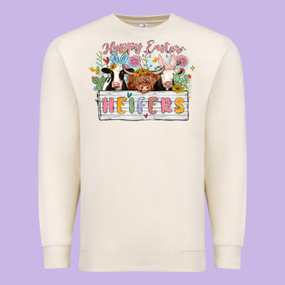 Happy Easter Heifers Premium Sweatshirt Designed By Maliassmallbusiness