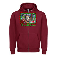 Burgundy merry christmas western bull skull Zipper Hoodie - AdoDesignShop