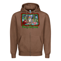 Chestnut merry christmas western bull skull Zipper Hoodie - AdoDesignShop