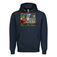 Navy merry christmas western bull skull Zipper Hoodie - AdoDesignShop