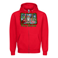 Red merry christmas western bull skull Zipper Hoodie - AdoDesignShop