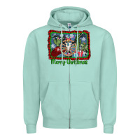 Seafoam merry christmas western bull skull Zipper Hoodie - AdoDesignShop