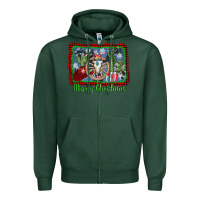 Sports Green merry christmas western bull skull Zipper Hoodie - AdoDesignShop