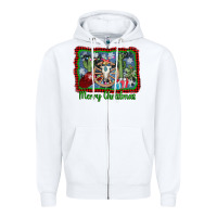 White merry christmas western bull skull Zipper Hoodie - AdoDesignShop