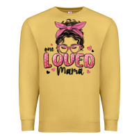 Antique Gold one loved mama messy bun Premium Sweatshirt - MaliasSmallBusiness