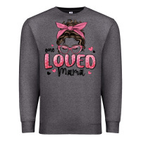 Charcoal Heather one loved mama messy bun Premium Sweatshirt - MaliasSmallBusiness