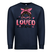 Navy one loved mama messy bun Premium Sweatshirt - MaliasSmallBusiness