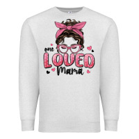 Oatmeal Heather one loved mama messy bun Premium Sweatshirt - MaliasSmallBusiness
