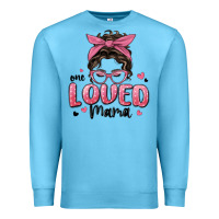 Ocean Blue one loved mama messy bun Premium Sweatshirt - MaliasSmallBusiness