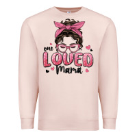 Pale Pink one loved mama messy bun Premium Sweatshirt - MaliasSmallBusiness