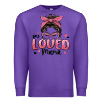 Purple one loved mama messy bun Premium Sweatshirt - MaliasSmallBusiness