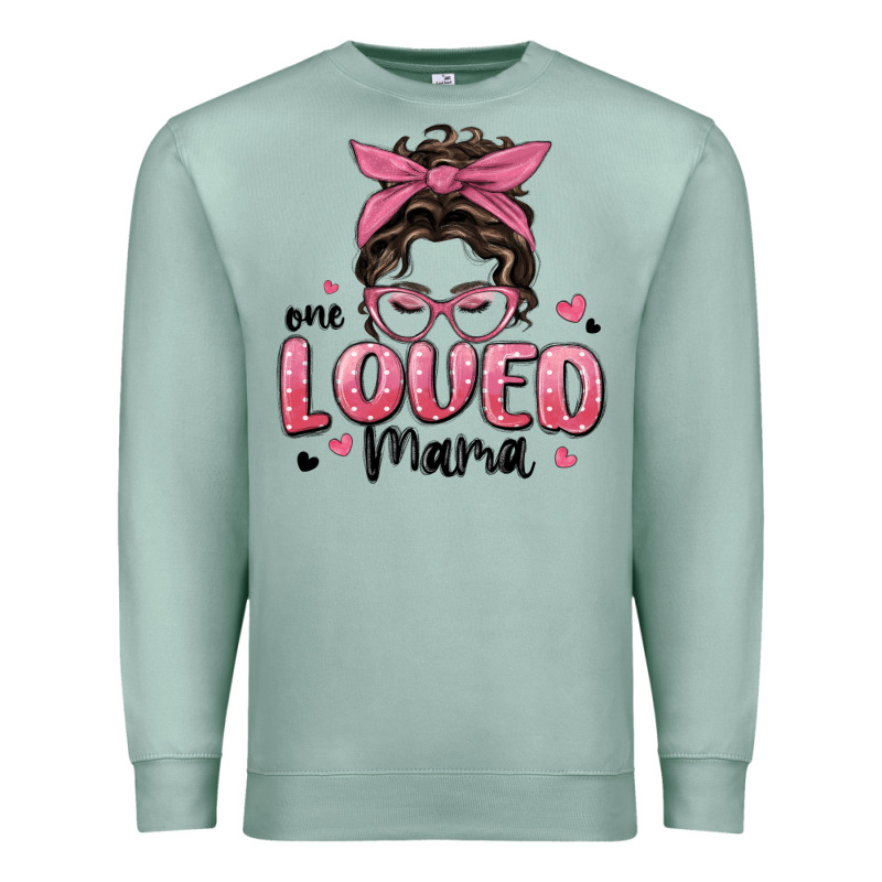 One Loved Mama Messy Bun Premium Sweatshirt by MaliasSmallBusiness | Teevron