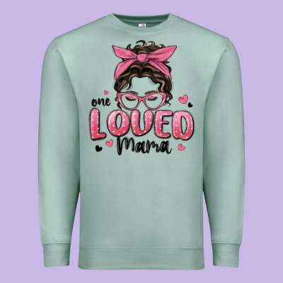 One Loved Mama Messy Bun Premium Sweatshirt Designed By Maliassmallbusiness
