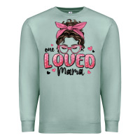 Seafoam one loved mama messy bun Premium Sweatshirt - MaliasSmallBusiness