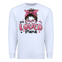 White one loved mama messy bun Premium Sweatshirt - MaliasSmallBusiness