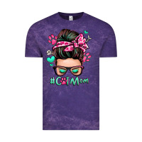 Cloud Purple cat mom messy bun Vintage Tee - Zillion Design Studio