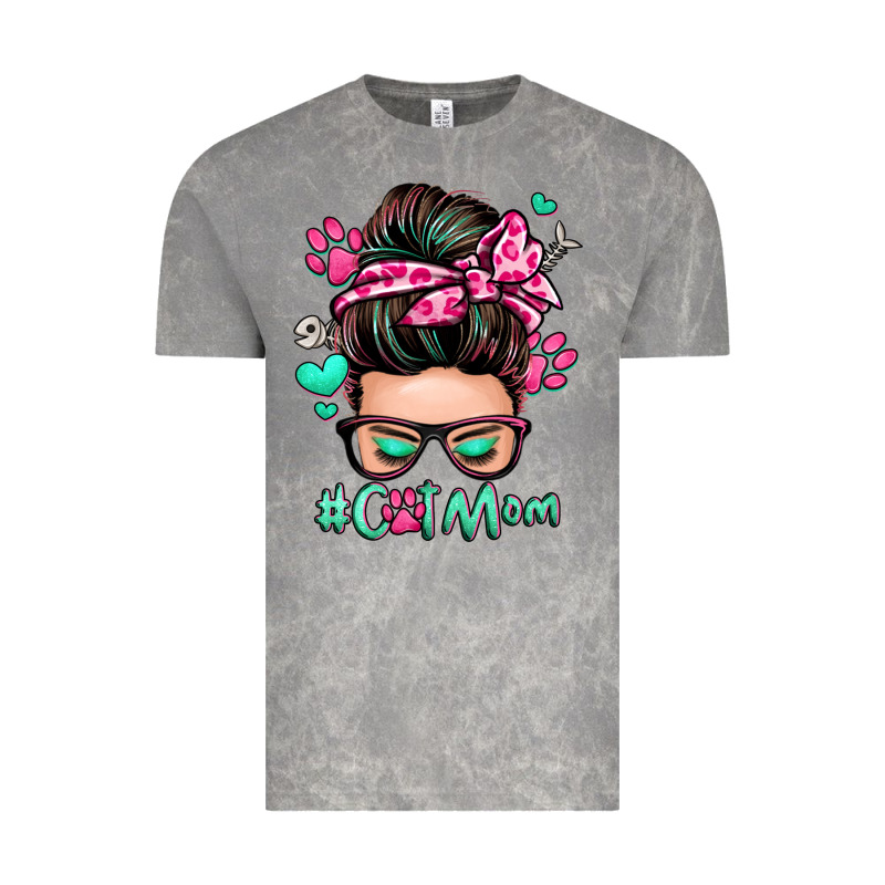 Cat Mom Messy Bun Vintage Tee by Zillion Design Studio | Teevron