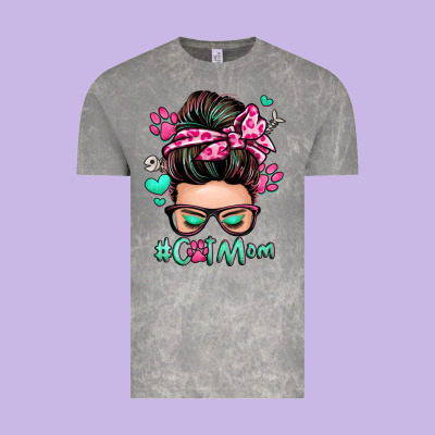 Cat Mom Messy Bun Vintage Tee Designed By Zillion Design Studio