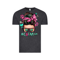 Vintage Black cat mom messy bun Vintage Tee - Zillion Design Studio