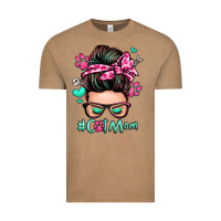 Vintage Coffee cat mom messy bun Vintage Tee - Zillion Design Studio