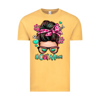 Vintage Mustard cat mom messy bun Vintage Tee - Zillion Design Studio
