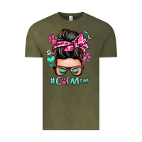 Vintage Olive cat mom messy bun Vintage Tee - Zillion Design Studio