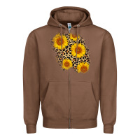 Chestnut leopard sunflower patch Zipper Hoodie - AdoDesignShop