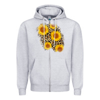 Heather Grey leopard sunflower patch Zipper Hoodie - AdoDesignShop