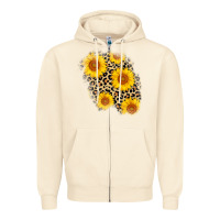 Sandshell leopard sunflower patch Zipper Hoodie - AdoDesignShop