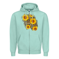 Seafoam leopard sunflower patch Zipper Hoodie - AdoDesignShop
