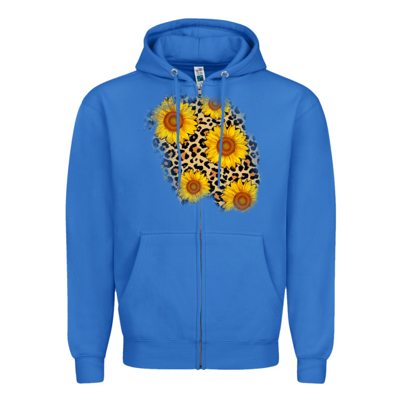 Leopard Sunflower Patch Zipper Hoodie by AdoDesignShop | Teevron