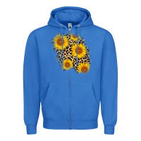 True Royal leopard sunflower patch Zipper Hoodie - AdoDesignShop