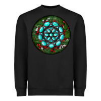 Black Christmas Round Turquoise Gemstone Heavyweight Sweatshirt - RanaPortraitStore