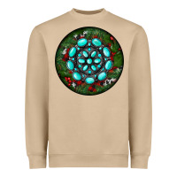 Mushroom Christmas Round Turquoise Gemstone Heavyweight Sweatshirt - RanaPortraitStore