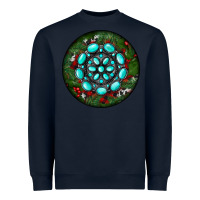 Navy Christmas Round Turquoise Gemstone Heavyweight Sweatshirt - RanaPortraitStore
