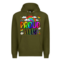 Army Green proud ally Premium Hoodie - LillyAllenDesigns