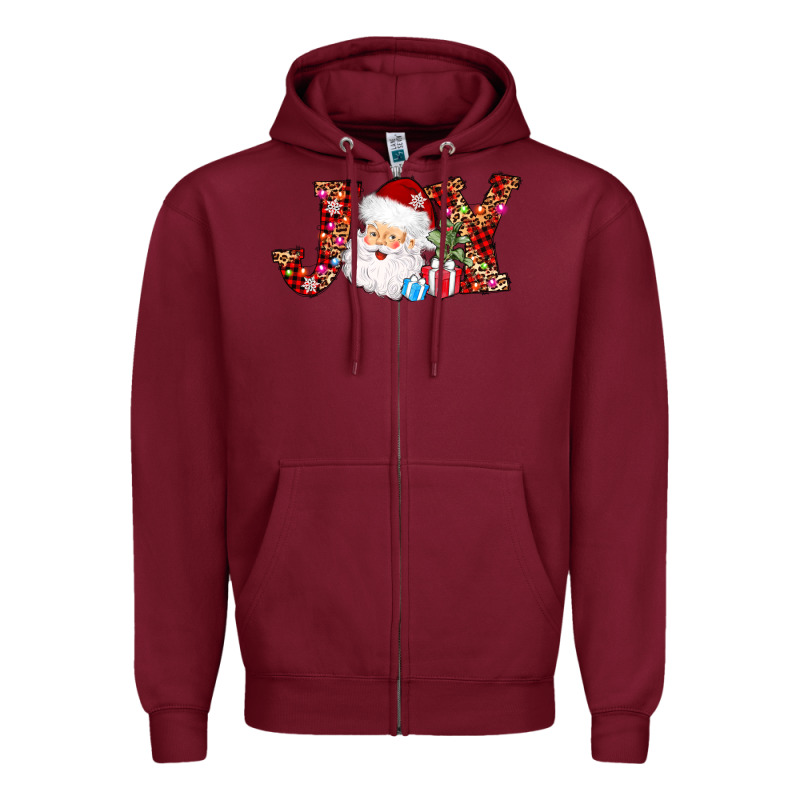 Joy Christmas Santa Zipper Hoodie by AdoDesignShop | Teevron