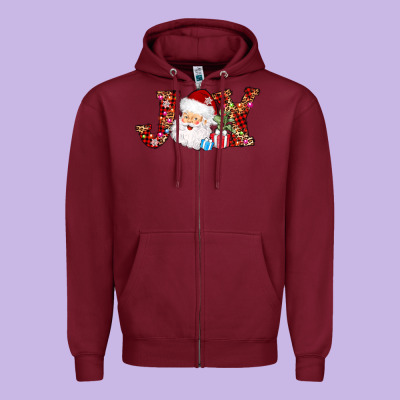Joy Christmas Santa Zipper Hoodie Designed By Adodesignshop