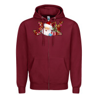 Burgundy joy christmas santa Zipper Hoodie - AdoDesignShop
