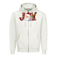Oatmeal Heather joy christmas santa Zipper Hoodie - AdoDesignShop