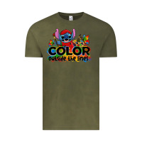 Vintage Olive color outside the lines autism stitch Vintage Tee - Zillion Design Studio