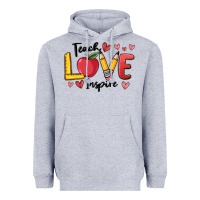 Heather Grey teach love inspire Heavyweight Hoodie - MaliasSmallBusiness