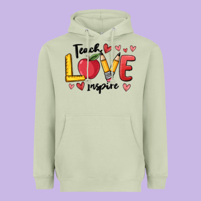 Teach Love Inspire Heavyweight Hoodie Designed By Maliassmallbusiness