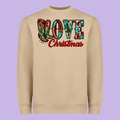 Christmas Love Boots Heavyweight Sweatshirt Designed By Ranaportraitstore