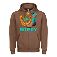 Chestnut howdy turquoise cowboy boots horseshoe Zipper Hoodie - AdoDesignShop