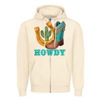 Sandshell howdy turquoise cowboy boots horseshoe Zipper Hoodie - AdoDesignShop